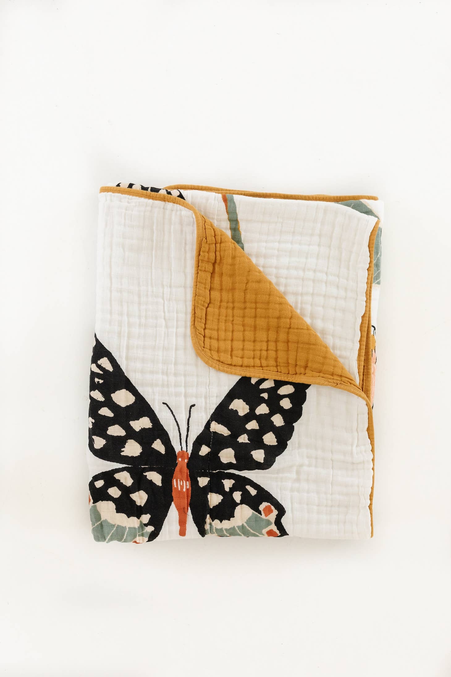 Butterfly Collector Print Oversized Blanket for Big Kid Beds | Quilt | Swaddle by Clementine Kids | 100% Muslin Cotton| Gift Idea
