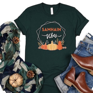 Samhain Vibes T-Shirt, Samhain Shirt, Pumpkin Shirt, Fall Aesthetic, Autumn, Witchy Halloween Shirt, Minimal Halloween