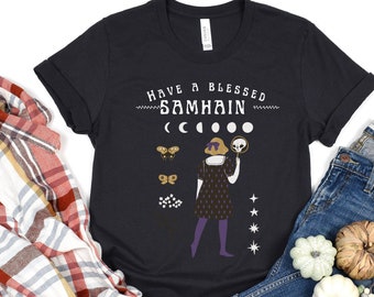 Have A Blessed Samhain T-Shirt, Witchy Holiday Shirt, Pagan Holiday Shirt, Wheel of the Year Shirt