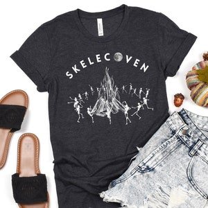 Skeleton Coven T-Shirt, Witch Coven Shirt, Witchcraft Shirt, Bonfire Dancing Shirt, Full Moon Shirt, Funny Witch Shirt
