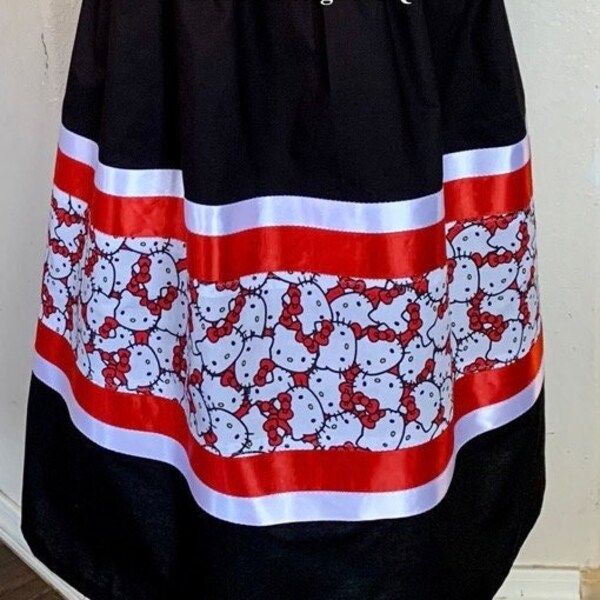 Ribbon Skirt Traditional in Hello Kitty Print - Large