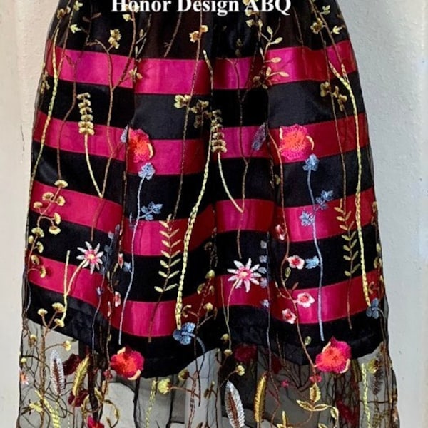 49Dzine Handmade Ribbon Skirt - Red Floral