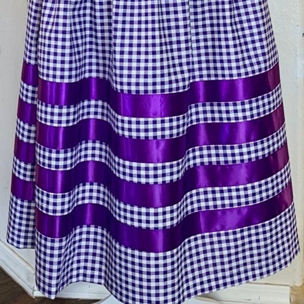 Ribbon Skirt Traditional Purple Gingham - Small