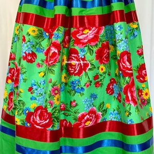 Couture Kokum Collection Ribbon Skirt Kelly Green Kokum Floral, Large