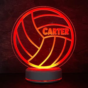 Personalized Volleyball RECHARGEABLE LED Night Light - Custom Gift for Fans, Sports Bedroom, Game Room Decor, Birthday Gift. Gift for Dad