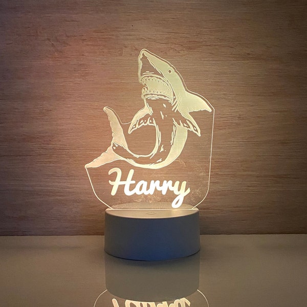 Shark LED Night Light - Personalized Remote Control, Perfect for Kids' Rooms, Nurseries, Ocean Lovers & Unique Gifts!