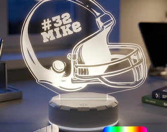 Football Personalized LED Night Light - Custom Gift for Fans, Sports Bedroom, Game Room Decor, Party Enhancer, Remote Control Included
