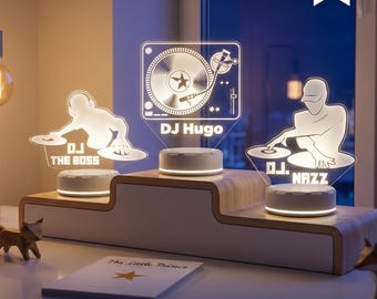 DJ Music Personalized LED Night Light - Custom Gift for Music Lovers, Bedroom, Studio Decor, Party Enhancer, Remote Control Included