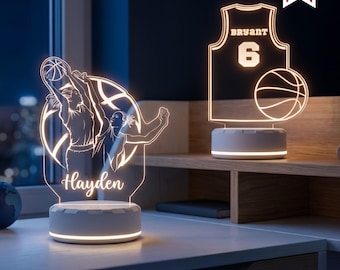 Girls Basketball Team LED Night Light with Name - Custom Sports Lamp for Players - Basketball Gift for Girls - Kids Room Decor