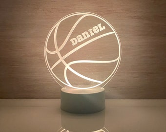 Basketball Personalized LED Night Light - Custom Gift for Fans, Sports Bedroom, Game Room Decor, Party Enhancer, Remote Included