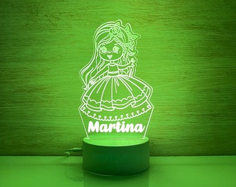 Princess LED Night Light - Personalized Remote Control, Perfect for Fairy Tale Lovers, Royal Ambiance & Unique Gifts!