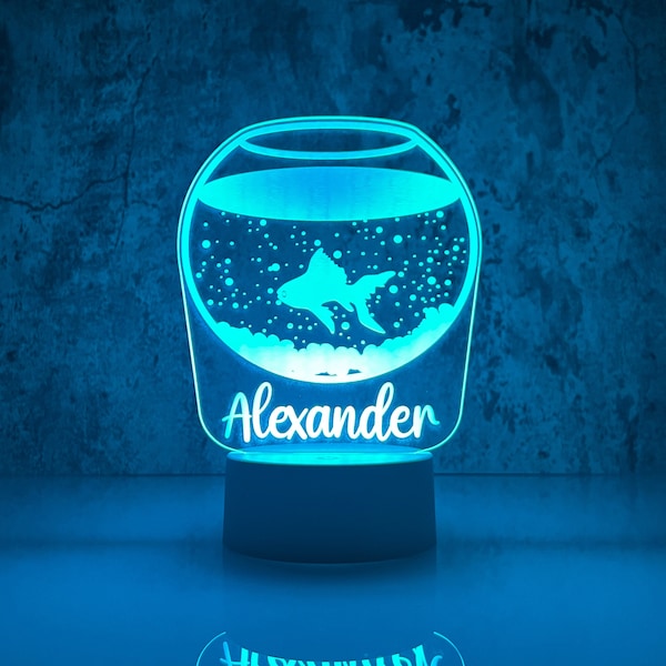 Fish Bowl Personalized LED Night Light, RC, Ideal for Kids, Aquarium Enthusiasts & Gifts