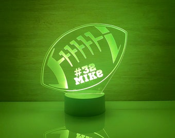 Football Personalized LED Night Light - Custom Gift for Fans, Sports Bedroom, Game Room Decor, Party Enhancer, Remote Control Included