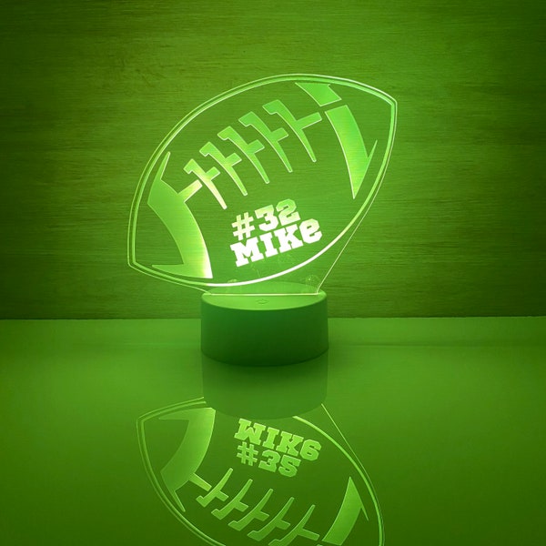 Football Personalized LED Night Light - Custom Gift for Fans, Sports Bedroom, Game Room Decor, Party Enhancer, Remote Control Included