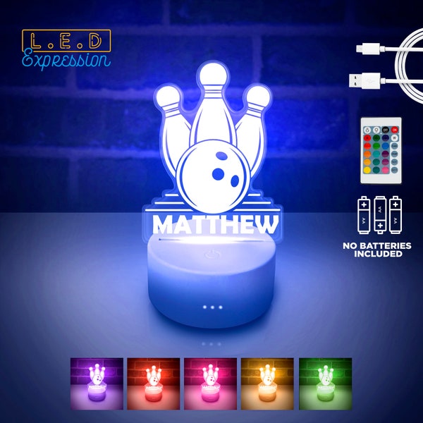 Bowling Strike LED Night Light - Personalized Remote Control, Perfect for Bowlers, Vibrant Vibes & Unique Gifts!
