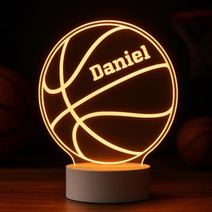 Basketball Personalisiertes LED-Nachtlicht - Kundenspezifisches Geschenk für Fans, Sport Schlafzimmer, Spielzimmer Dekor, Party-Enhancer, Fernbedienung inklusive