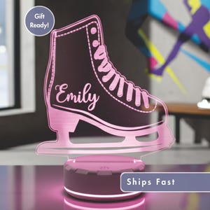 Ice Skating LED Night Light - Personalized Remote Control, Perfect for Kids' Rooms, Skating Fans & Unique Gifts!