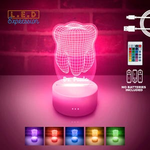 Dentist Tooth LED Night Light - Personalized Remote Control, Perfect for Dental Professionals, Bright Smiles & Unique Gifts!
