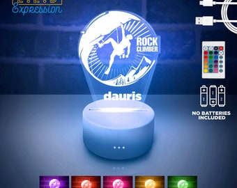 Rock Climber LED Night Light - Personalized Remote Control, Perfect for Climbing Enthusiasts, Adventure Vibes & Unique Gifts!