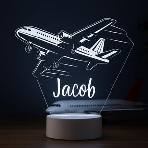 Airplane Personalized LED Night Light Custom Gift for Aviation Lovers, Pilot Bedroom, Travel Themed Decor, Party Atmosphere, Remote Included
