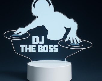 DJ Music Personalized LED Night Light - Custom Gift for Music Lovers, Bedroom, Studio Decor, Party Enhancer, Remote Control Included