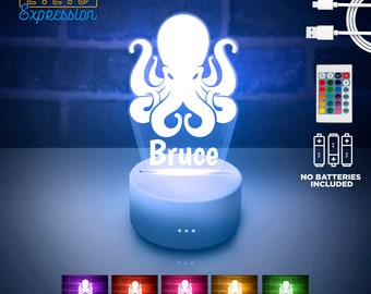 Custom LED Name Light | Octopus Personalized LED Sign with Remote Control | LED Night Light | Light up Sign |