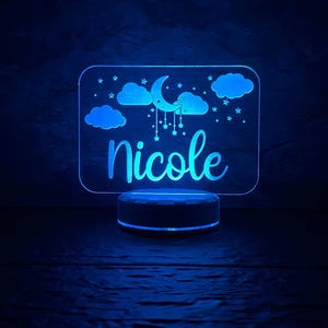 Personalized Rechargeable Star, Cloud, and Moon Night Light - Custom LED Lamp for Kids, Unique Room Decor, Perfect Gift for Nursery Bedroom