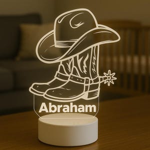 Custom LED Name Light | Cowboy Personalized LED Sign with Remote Control | LED Night Light | Light up Sign |