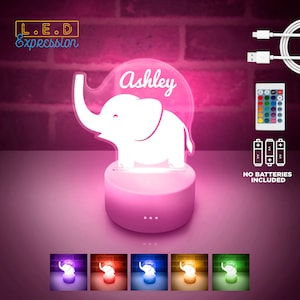 Elephant LED Night Light - Personalized Remote Control, Perfect for Animal Lovers, Tranquil Vibes & Unique Gifts!