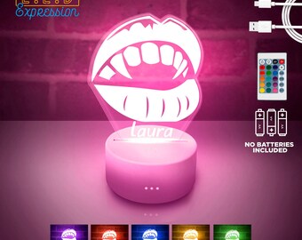 Custom LED Name Light | Vampire fangs Personalized LED Sign with Remote Control | LED Night Light | Light up Sign |