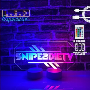 Personalisierte Leuchtlampe Gamertag / Gamer Geschenk Leucht Leuchte Leuchte / Leucht Leuchte für Gamer Für den spielenden Papa/Kid