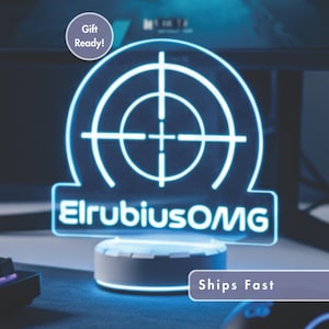 Custom Gamer LED Lamp with Name - Personalized Streamer Desk Light, Target Logo Design, Unique Gaming Room Decor, Ships Fast Gift