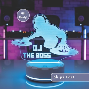 DJ Music Personalized LED Night Light - Custom Gift for Music Lovers, Bedroom, Studio Decor, Party Enhancer, Remote Control Included