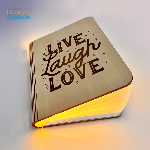 Phrase Personalized  Book Wood Engrave Light , Customized Magnetic Lamp, Night Light Book Lamp, 6-8 Hours of battery.  Custom Lamp