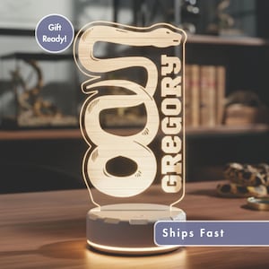 Personalized Snake LED Lamp with Custom Name – Reptile Lover Gift, Exotic Pet Owner Room Decor, Serpent Themed Acrylic Night Light
