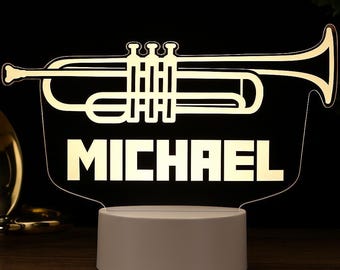 Musical Instruments LED Night Light - Personalized Remote Control, Perfect for Music Rooms, Trumpeters & Unique Gifts!