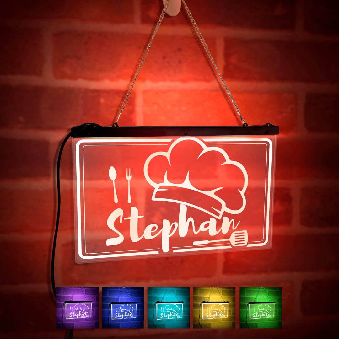 Custom LED Name Sign Chef Personalized LED Sign LED Night Light Light ...