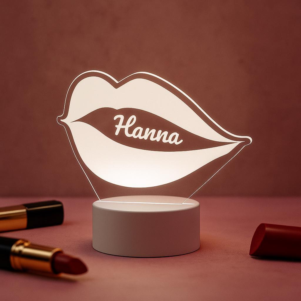 Lips Personalized LED Night Light - Chic Decor, Bedroom, Beauty Space, Remote Control Included