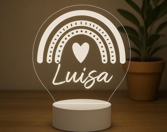 Boho Rainbow Custom LED Night Light - Personalized Gift, Bedroom Decor, Nursery, Kids&#39; Room, Baby Shower, Party Accent, Remote Included