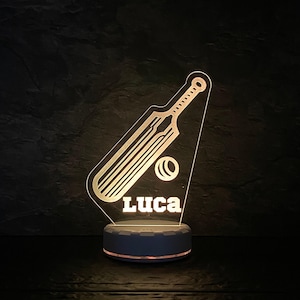 Personalized Cricket  RECHARGEABLE LED Night Light - Custom Gift for Fans, Sports Bedroom, Game Room Decor, Birthday Gift. Gift for Dad.