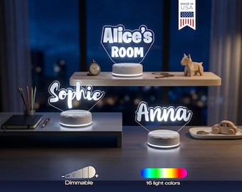 Custom Name LED Night Light - Exclusive Gift, Child's Space, Festive Decor, Memorable Occasion, Remote Control Included