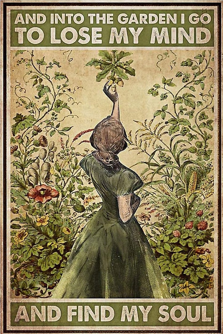 WEIMEILD Targa In Metallo 20x30 Cm "And Into The Garden I Go To Lose My Mind And Find My Soul" - Decorazione Parete