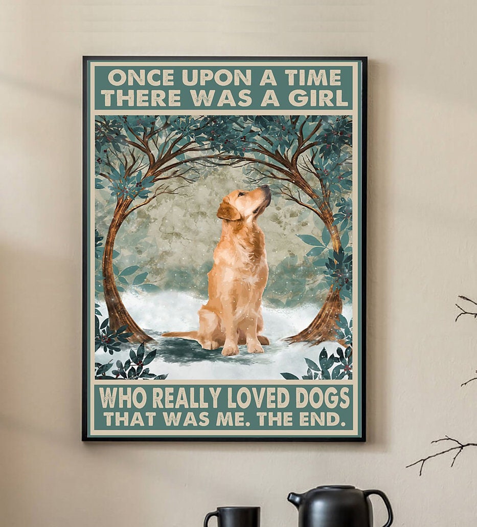 Érase una vez una chica que realmente amaba a los golden retriever. Esa era yo. Póster, póster de perro golden retriever, arte de pared vintage
