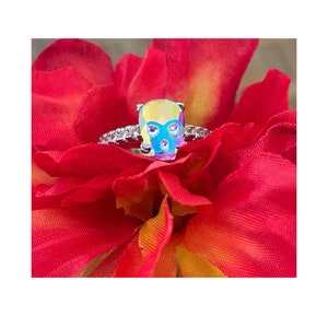 Swarovski Crystal Skull Ring, White Sapphire Sterling Silver Jewelry