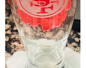 San Francisco Etched Pilsner Beer Glass, Football Fan Gift, Personalized Glass, Any Team, Any Sport