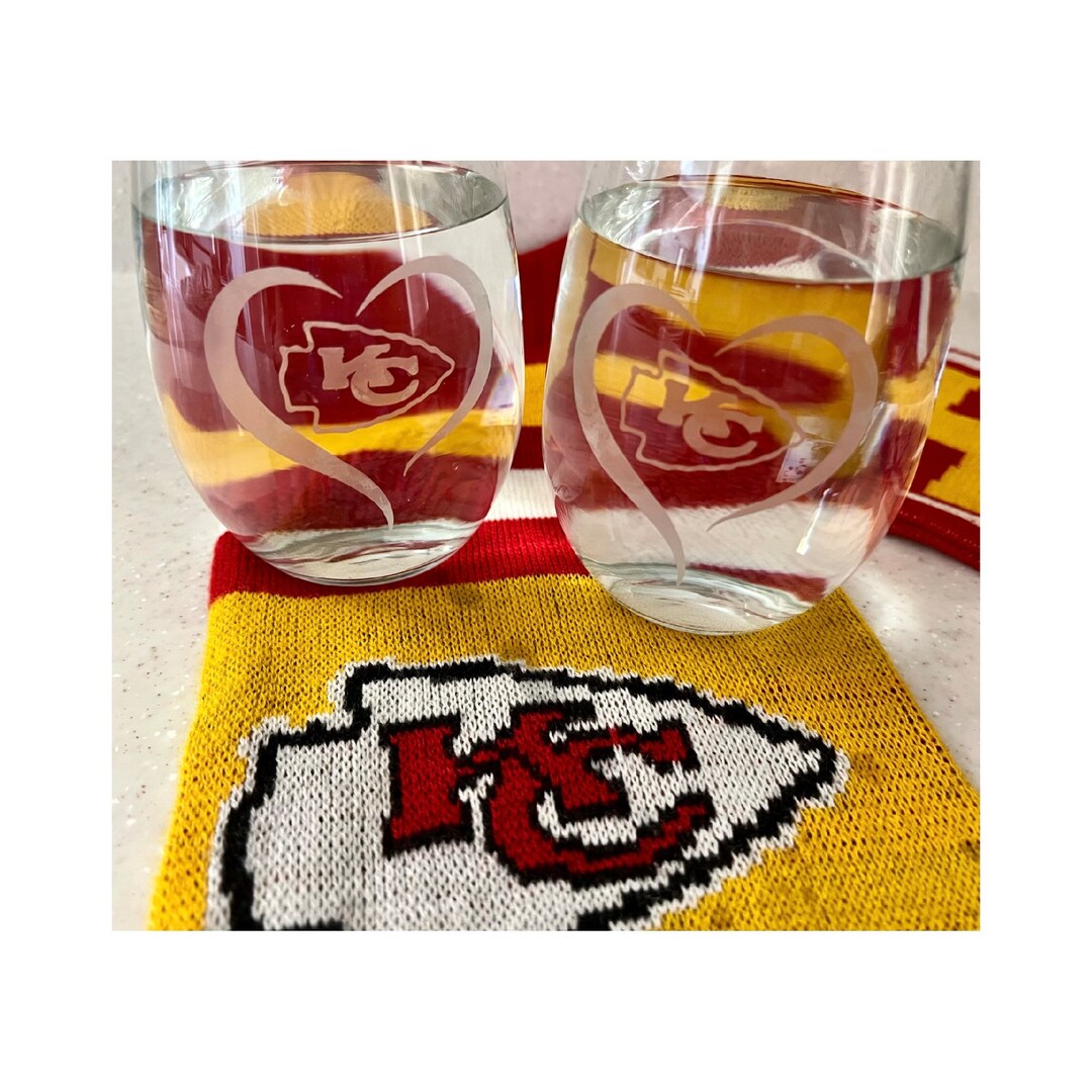 Kansas City Chiefs 20oz Etched Stemless Wine Glasses NFL Etsy