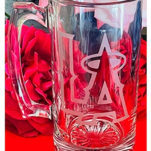 Los Angeles Angels Etched Beer Mug, MLB Fan Gift, Personalized Barware