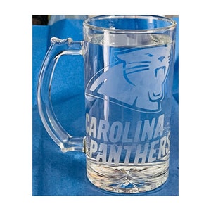 Carolina Panthers 16oz Etched Beer Mug, NFL Glass