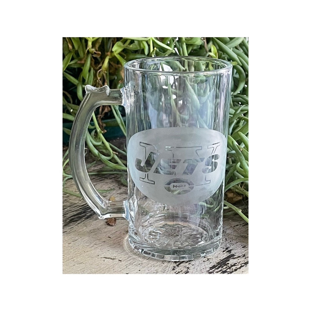 New York Jets Engraved Beer Mug, Bar Decor, NFL Glasses, Personalized