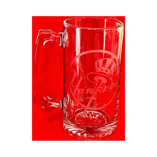 New York Yankees Beer Mug Personalized Gifts Etched Glass 16 Ounce and 26 Ounce Beer Mug MLB Gifts Yankees Baseball